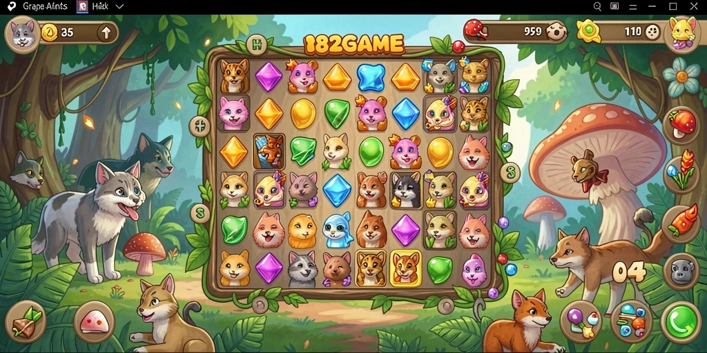 Screenshot permainan 182GAME menampilkan aksi seru dalam Match-3.