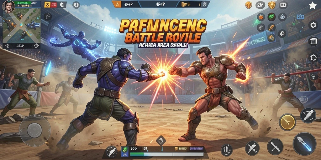 Gameplay seru dalam arena Battle Royale 4P4P