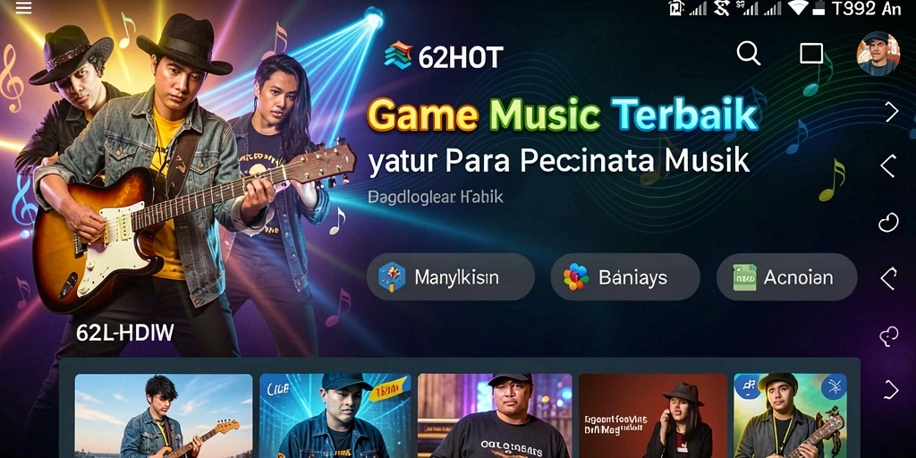 Tampilan gameplay seru dalam aplikasi 62HOT yang penuh musik.