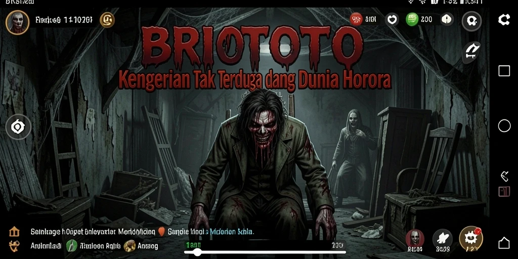 Tangkapan layar gameplay BRIOTOTO yang mendebarkan dengan suasana horor.