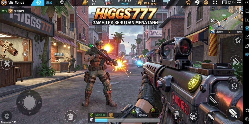 Tampilan gameplay menegangkan HIGGS777 dalam mode TPS.