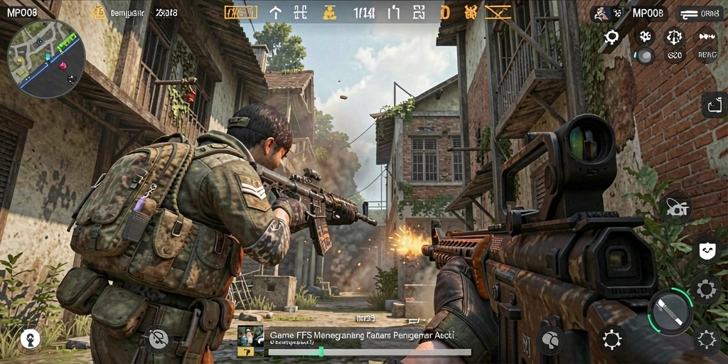 Screenshot MPO08 menampilkan aksi FPS penuh ketegangan.