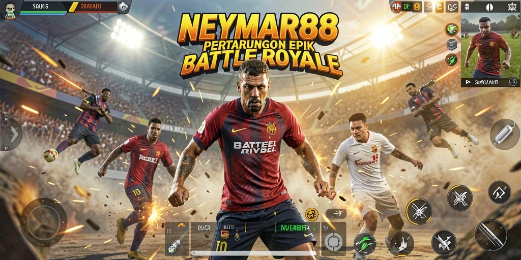 Screenshot NEYMAR88 menampilkan aksi intens Battle Royale yang memukau.