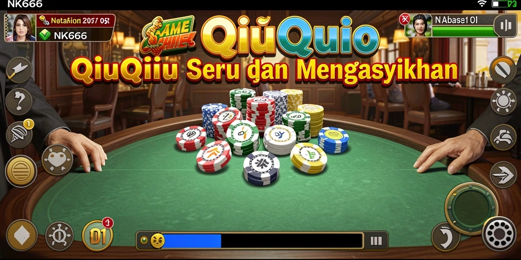 Tangkapan layar gameplay NK666 menunjukkan aksi seru permainan QiuQiu.