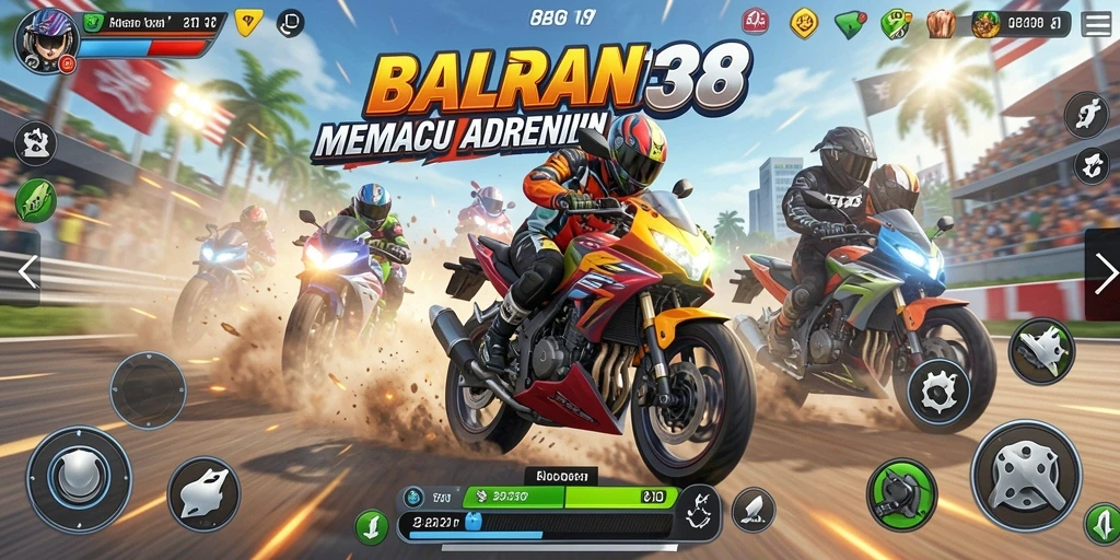 Screenshot dari OBOR138 menampilkan aksi balapan motor yang seru.