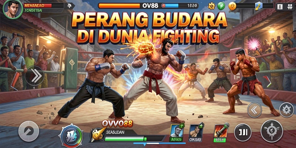 Tangkapan layar OVO88 menampilkan pertarungan karakter yang mendebarkan.