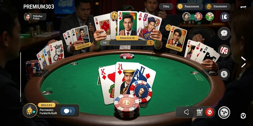 Tampilan layar permainan Poker yang menegangkan di PREMIUM303.