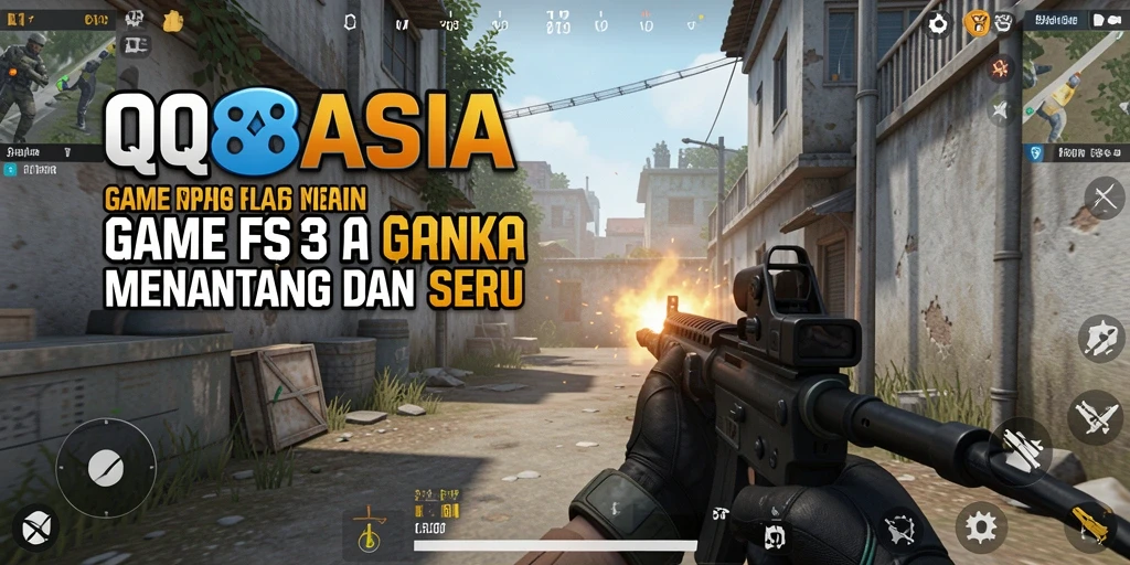 Screenshot menunjukkan aksi seru dalam game FPS QQ88ASIA.