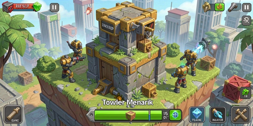 Tampilan gameplay menarik dalam RAKYATJP di Tower Defense.