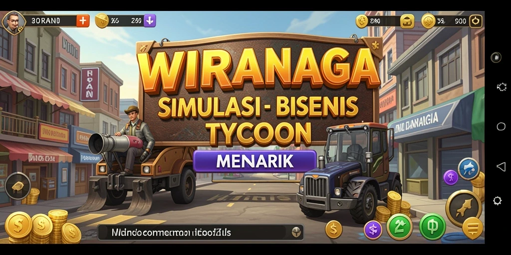 Screenshot WIRANAGA menampilkan gameplay manajemen bisnis yang menarik.