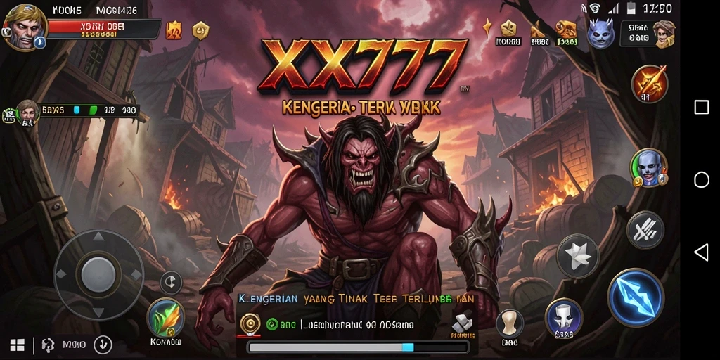 Screenshot gameplay XXX777 yang menampilkan suasana menyeramkan dan mencekam.
